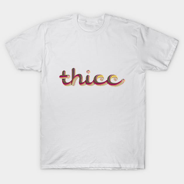 Thicc Text 3D Lettering Digital Illustration Multicolur brush T-Shirt by Ciara Shortall Art